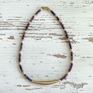 Speckled Mauve Quartz & Gold Hematite Short Necklace